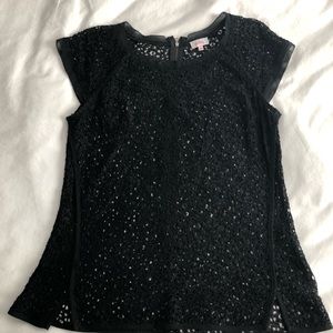 Black Lace-like Shirt with Back Zip